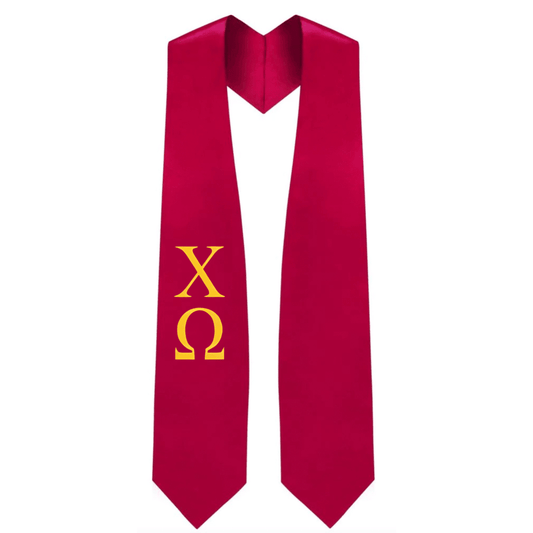 Chi Omega Greek Lettered Stole - Graduation Gown