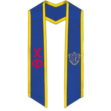 Chi Phi Trimmed Greek Lettered Stole with Crest - Graduation Gown