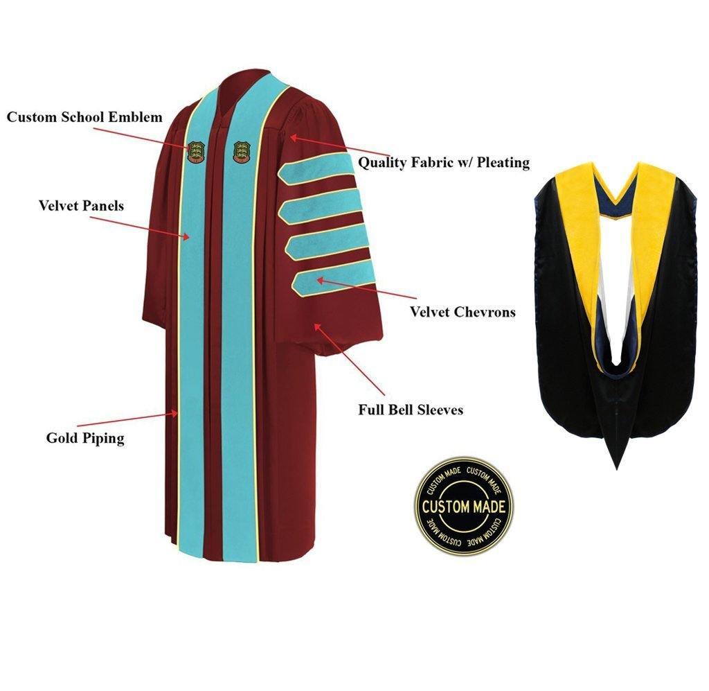 Custom Doctoral Graduation Gown and Hood Package - Doctorate Regalia - Graduation Gown
