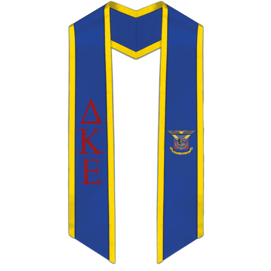 Delta Kappa Epsilon Trimmed Greek Lettered Graduation Stole w/ Crest - Graduation Gown
