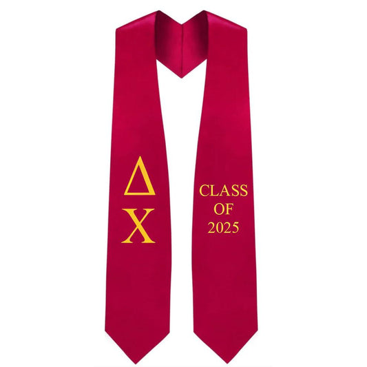 Delta Chi Greek Lettered Stole w/ Year - Graduation Gown