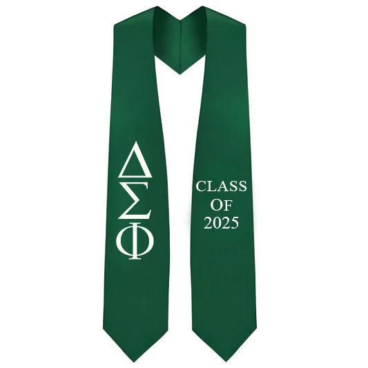 Delta Sigma Phi Greek Lettered Stole with Year - Graduation Gown