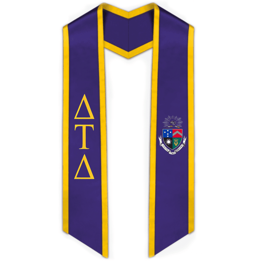 Delta Tau Delta Trimmed Greek Lettered Graduation Stole W/ Crest - Graduation Gown