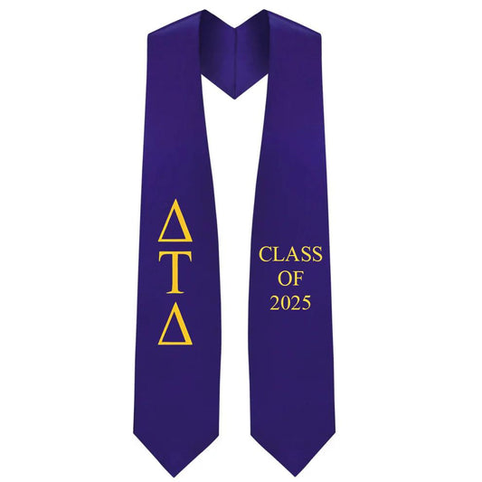 Delta Tau Delta Greek Lettered Stole W/ Year - Graduation Gown