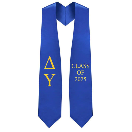 Delta Upsilon Greek Lettered Stole w/ Year - Graduation Gown