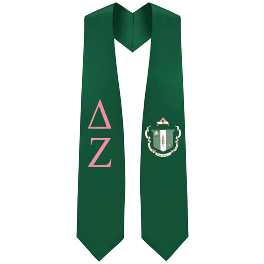Delta Zeta Greek Lettered Graduation Stole w/ Crest - Graduation Gown
