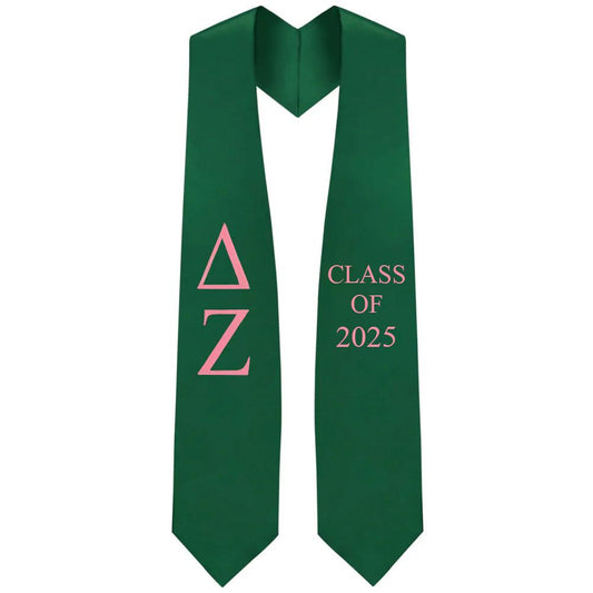 Delta Zeta Greek Lettered Stole w/ Year - Graduation Gown