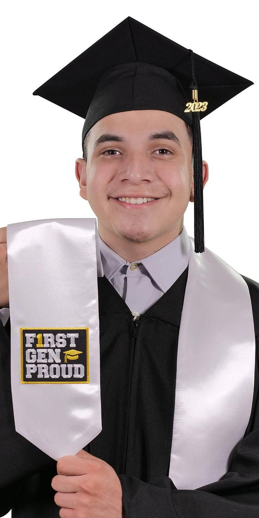 White First Gen Proud Graduation Stole - Graduation Gown