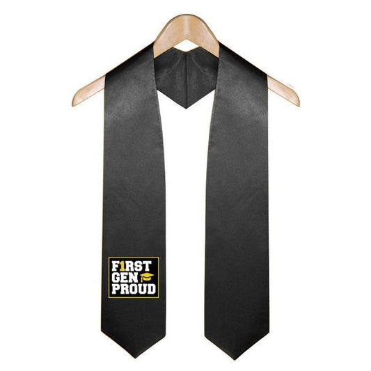 Black First Gen Proud Graduation Stole - Graduation Gown