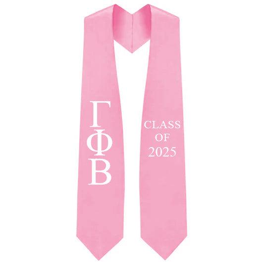 Gamma Phi Beta Greek Lettered Stole with Year - Graduation Gown