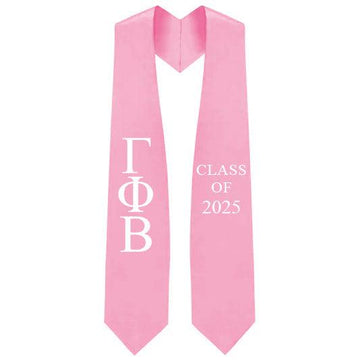 Gamma Phi Beta Greek Lettered Stole with Year - Graduation Gown
