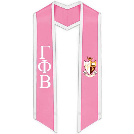 Gamma Phi Beta Trimmed Greek Lettered Stole with Crest - Graduation Gown