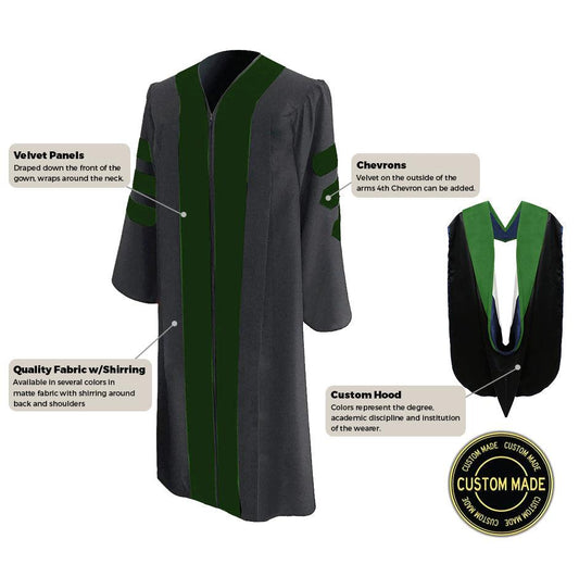 Custom Classic Doctoral Gown and Hood Package - Graduation Gown