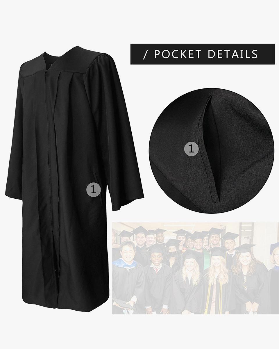 100% Recycled Material High School Graduation Cap and Gown with Pockets - 3 Colors Available - Graduation Gown
