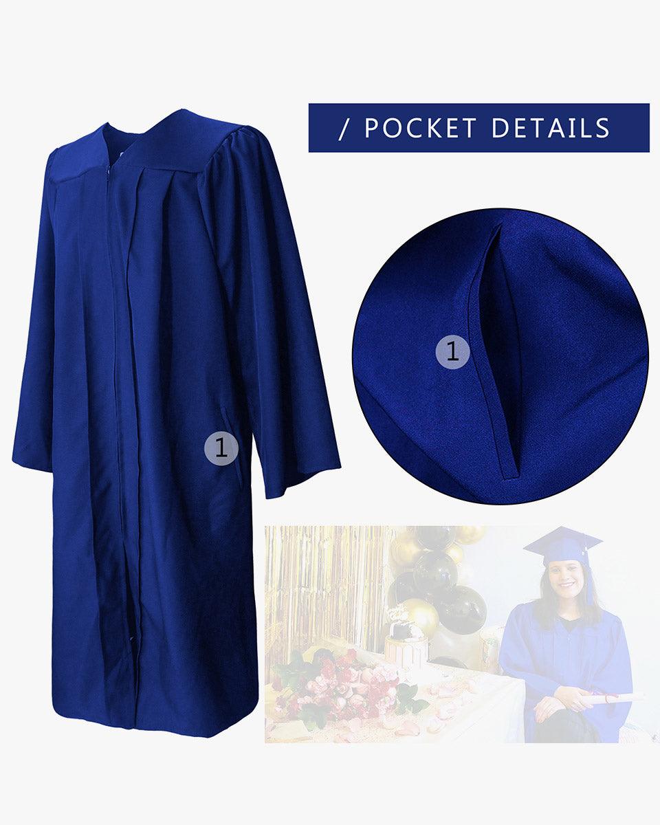 100% Recycled Material High School Graduation Cap and Gown with Pockets - 3 Colors Available - Graduation Gown