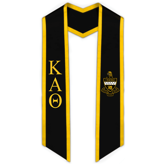 Kappa Alpha Theta Trimmed Greek Lettered Graduation Stole w/ Crest - Graduation Gown