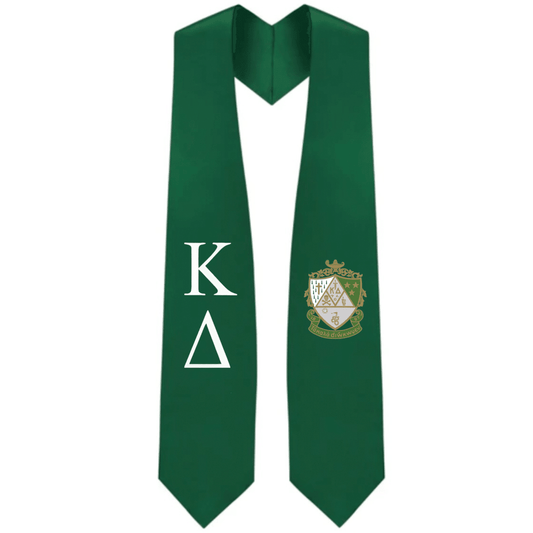 Kappa Delta Greek Lettered Graduation Stole W/ Crest - Graduation Gown