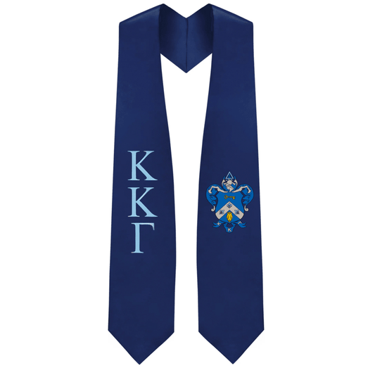 Kappa Kappa Gamma Greek Lettered Graduation Stole w/ Crest - Graduation Gown