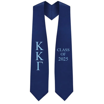 Kappa Kappa Gamma Lettered Stole W/ Year - Graduation Gown