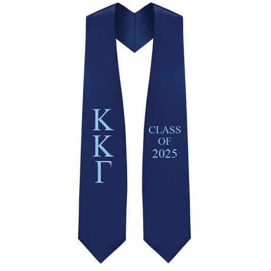 Kappa Kappa Gamma Lettered Stole W/ Year - Graduation Gown