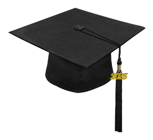Matte Black High School Cap & Tassel - Graduation Gown