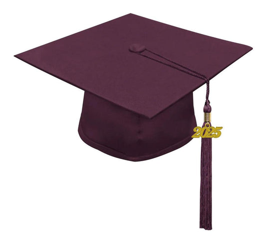 Matte Maroon High School Cap & Tassel - Graduation Gown