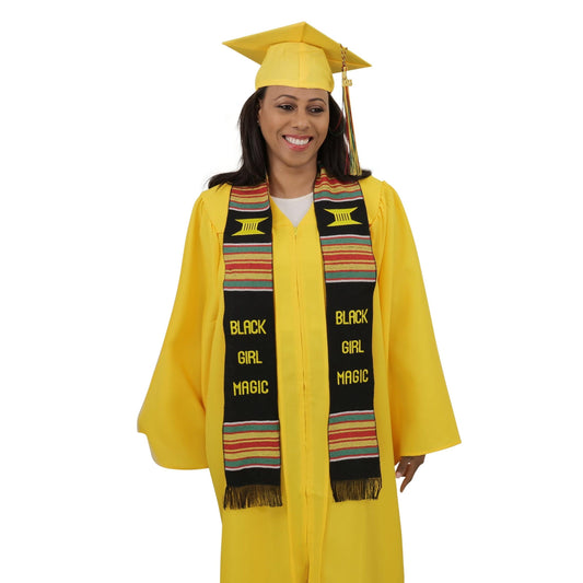 Black Girl Magic Graduation Kente Stole, Handwoven Kente Sash Cloth - Graduation Gown