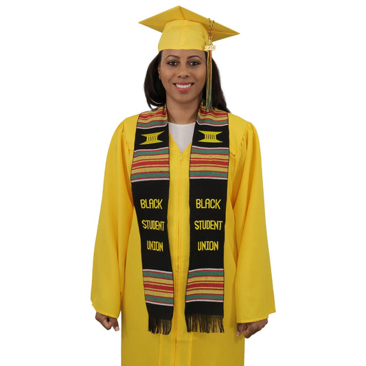 Black Student Union Graduation Kente Stole, Handwoven Kente Sash Cloth - Graduation Gown