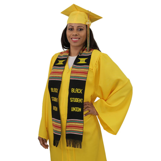 Black Student Union Graduation Kente Stole, Handwoven Kente Sash Cloth - Graduation Gown