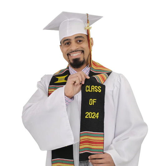 Class of 2024 Graduation Kente Stole, Handwoven Kente Sash Cloth - Graduation Gown