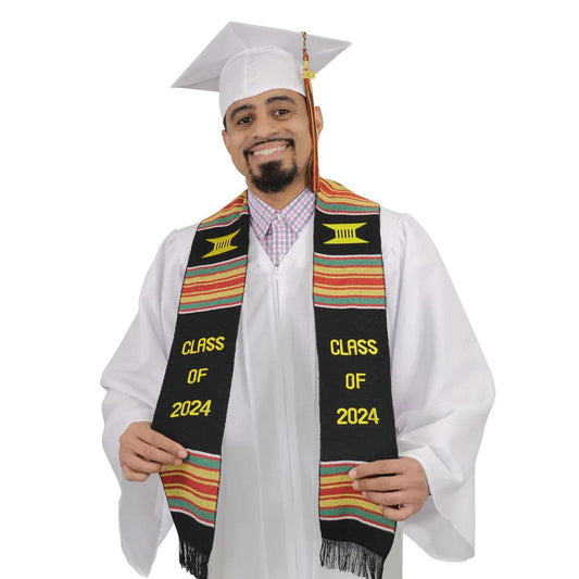 Class of 2024 Graduation Kente Stole, Handwoven Kente Sash Cloth - Graduation Gown