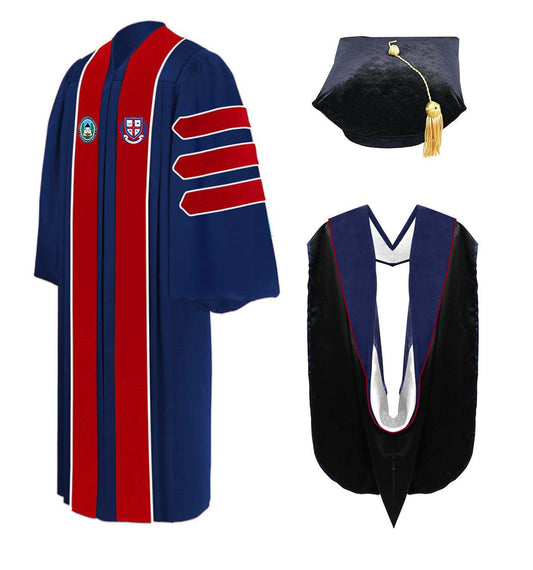 Custom Theology Doctoral Gown, Hood, Tam - Virginia University of Lynchburg - Graduation Gown