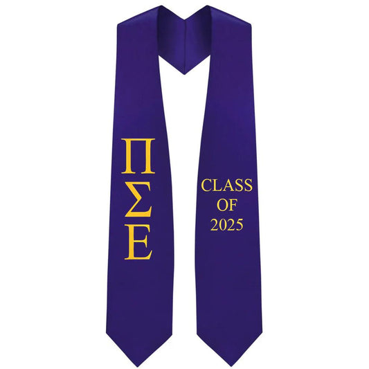 Pi Sigma Epsilon Lettered Stole W/ Year - Graduation Gown