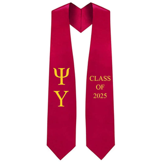 Psi Upsilon Lettered Stole w/ Year - Graduation Gown