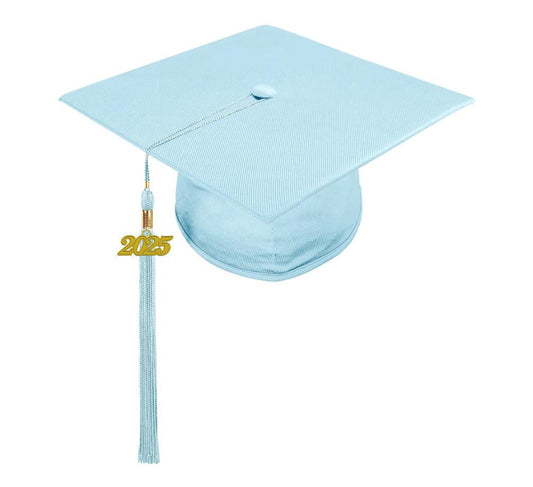 Shiny Light Blue Elementary Cap & Tassel - Graduation Gown