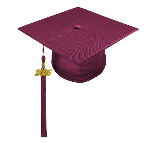 Shiny Maroon Junior High/Middle School Cap & Tassel - Graduation Gown