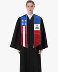 7 Mixed Flag Graduation Stoles Embroidery Sashes for Study Aboard Students - Graduation Gown