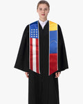 7 Mixed Flag Graduation Stoles Embroidery Sashes for Study Aboard Students - Graduation Gown