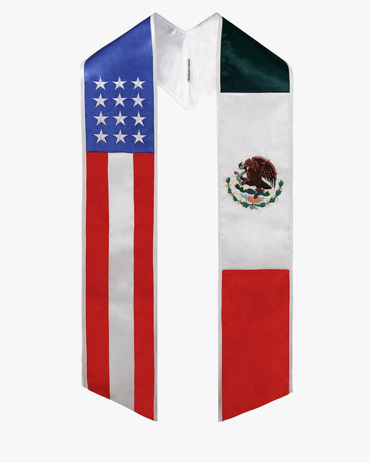 7 Mixed Flag Graduation Stoles Embroidery Sashes for Study Aboard Students - Graduation Gown