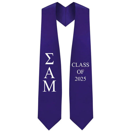 Sigma Alpha Mu Lettered Stole W/ Year - Graduation Gown