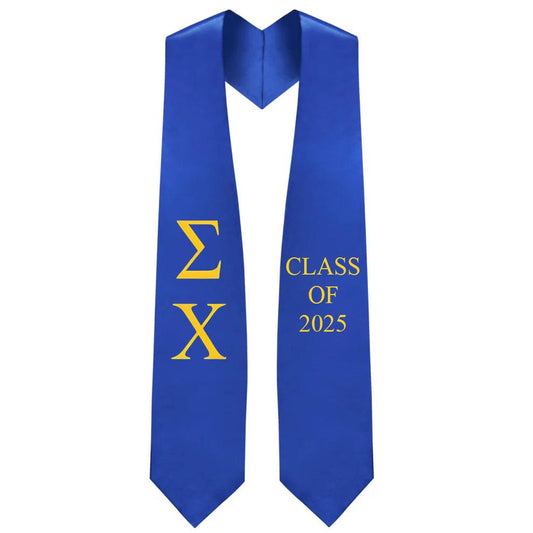 Sigma Chi Lettered Stole W/ Year - Graduation Gown