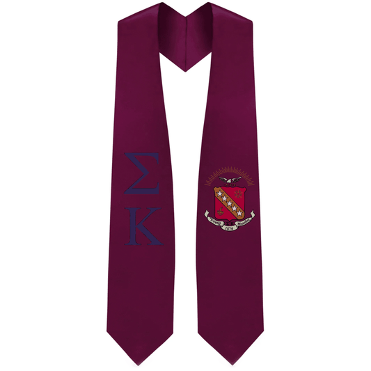 Sigma Kappa Greek Lettered Graduation Stole W/ Crest - Graduation Gown