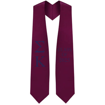 Sigma Kappa Lettered Stole W/ Year - Graduation Gown