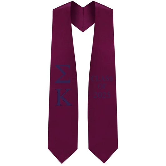 Sigma Kappa Lettered Stole W/ Year - Graduation Gown