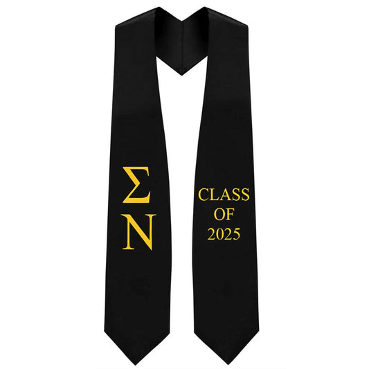 Sigma Nu Lettered Stole W/ Year - Graduation Gown