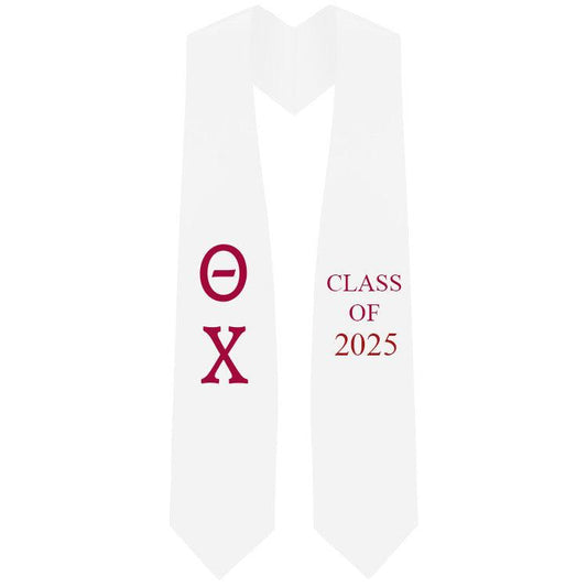 Theta Chi Lettered Stole W/ Year - Graduation Gown