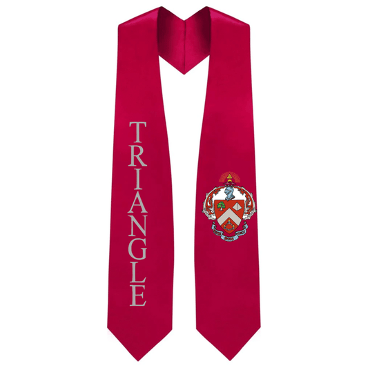 Triangle Greek Lettered Graduation Stole W/ Crest - Graduation Gown
