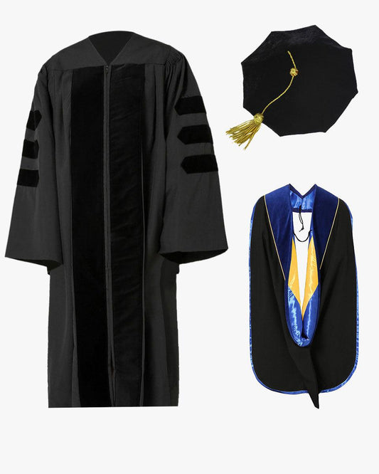 Classic Doctoral Graduation Gown, Tam & Hood Package - Graduation Gown