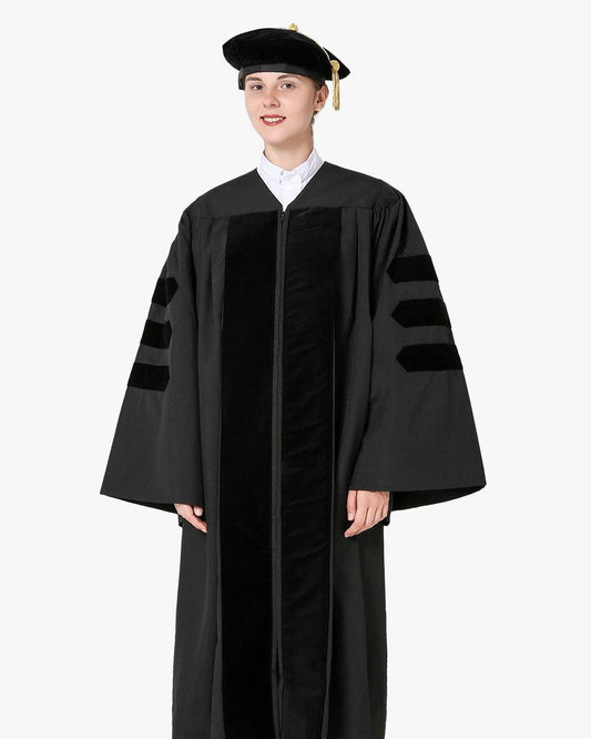 Classic Doctoral Graduation Gown, Tam & Hood Package - Graduation Gown