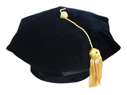 6 Sided Tam Doctoral Graduation Cap with 2025 Year Date Drop - Graduation Gown
